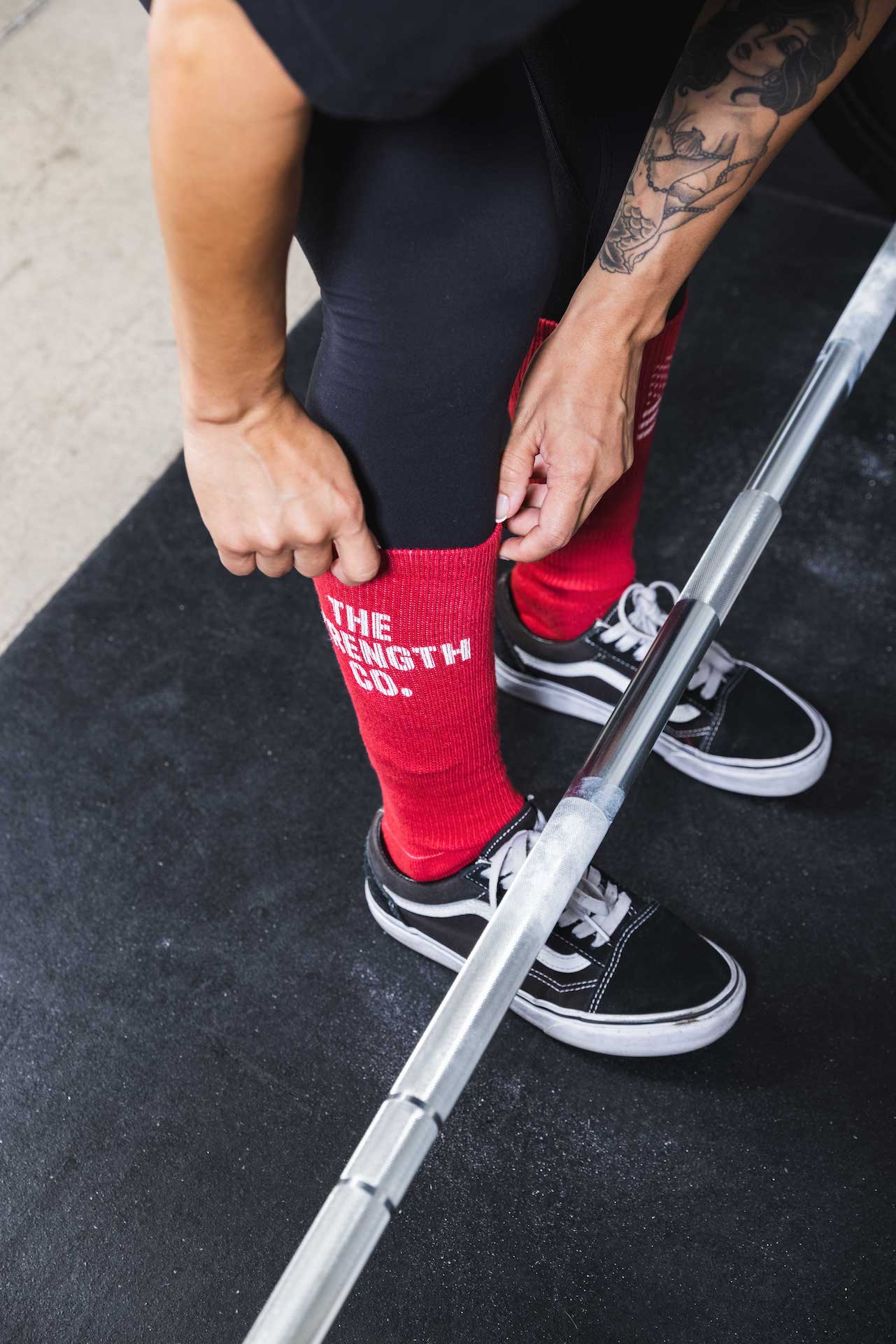 deadlift socks red