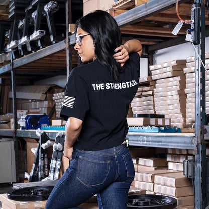 The Strength Co. Heavy Duty Flag Oversized Croptop- Black